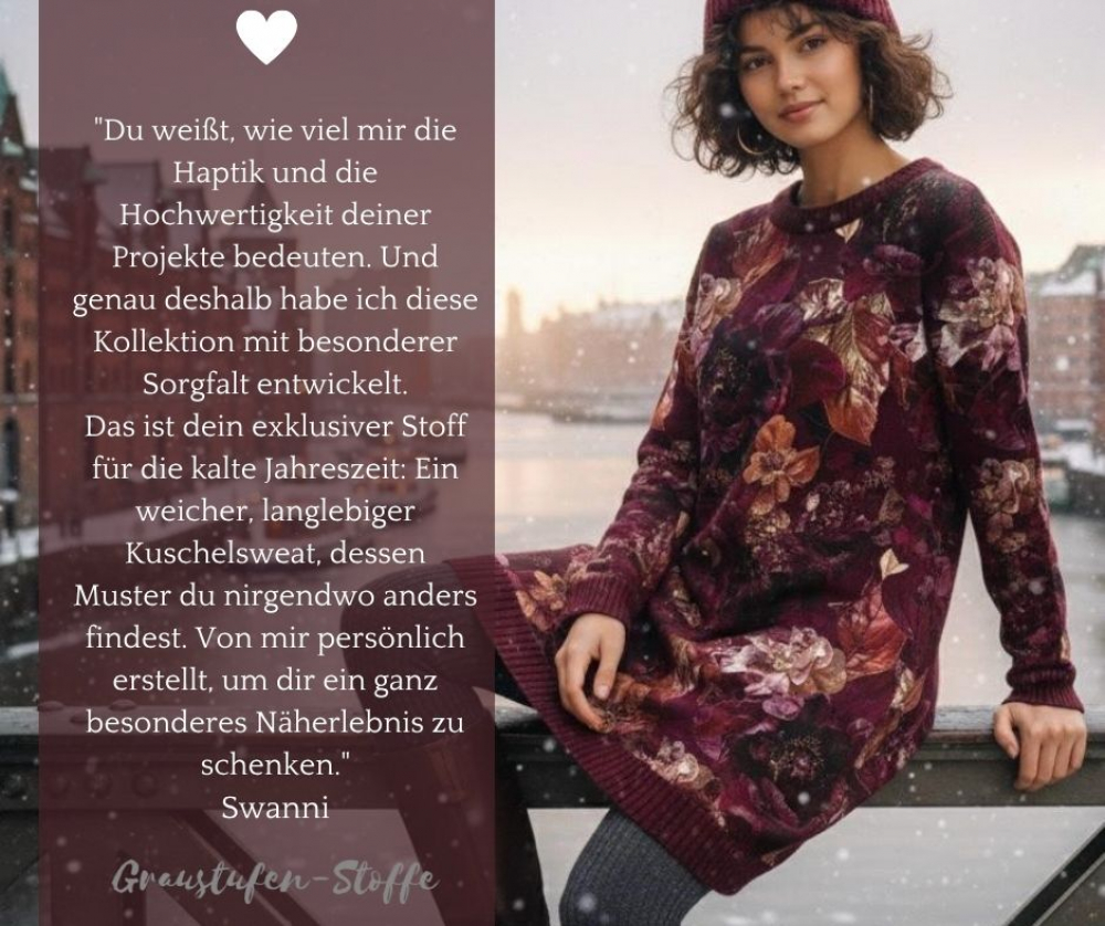 Preview: Velvet-Kollektion: Rubin im Schnee I Kuschelsweat mit Überbreite